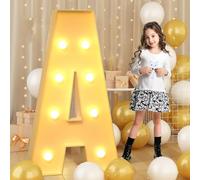 120 cm - 4 pies de letra gigante LED iluminada A, letrero luminoso de marquesina de mosaico, lámparas de letras LED para el Día de San Valentín, cumpleaños, Navidad, Año Nuevo