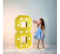 120 cm - 4 pies dorados gigantes con luz LED números 8, letrero iluminado de marquesina de mosaico, lámparas LED de números para el día de San Valentín, cumpleaños, Navidad