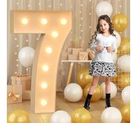 120 cm - 4 pies gigantes con luz LED números 7, mosaico de marquesina, luces LED para el día de San Valentín, cumpleaños, Navidad, Año Nuevo