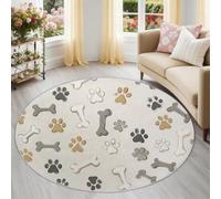 120 cm alfombra salón animal de compañía minimalista impreso redondo antideslizante alfombra gris perro huellas hueso antideslizante antideslizante antideslizante alfombra de suelo grande para