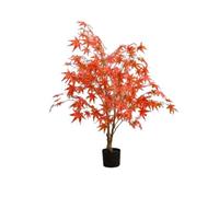 120 cm Árbol de arce artificial de otoño con maceta, hojas de arce rojo artificial para fiesta de otoño, hogar, Acción de Gracias, oficina, decoración de jardín, barra individual