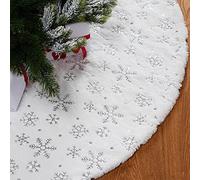 120 cm Falda de árbol de Navidad Blanca de 48 Pulgadas con Base de Felpa Grande para decoración de Fiesta de Navidad