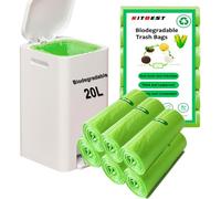 120 Compostable Bolsas de Basura Orgánica 20L, KITBEST Biodegradable Bolsas de Basura, Degradable Reciclables para Residuos de Alimentos, Hogar, Jardín, Cocina, Oficina (50X60cm, Verde)