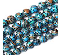120 cuentas redondas sueltas de piedra de malaquita azul de 0.25 pulgadas para hacer joyas, pulseras, collares, 32 pulgadas, 2 hebras, poder curativo (oz11, Sa608)