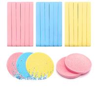 120 esponjas faciales comprimidas, esponjas profesionales de eliminación de maquillaje, esponja de limpieza de cara redonda para spa, exfoliante, máscara (amarillo, rosa, azul)