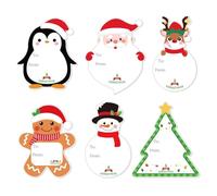 120 etiquetas autoadhesivas de Navidad con diseños bonitos surtidos: muñeco de nieve, Papá Noel, reno, pingüino, etiquetas de árbol de Navidad para envolver regalos, cajas y decoraciones navideñas