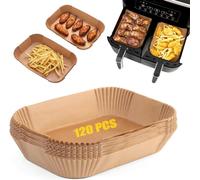 120 forros de freidora de aire para Cosori R901 8.5L Ninja Dual SLAF400EU 9.5L Cecotec 10L 9L forro de papel pergamino desechable compatible con torre Salter y otras bandejas de freidora