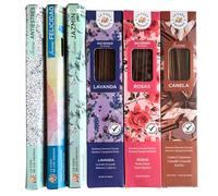 120 Inciensos Naturales sin Tóxicos para Casa | Pack Armonía y Bienestar para Reducir Estrés y Potenciar la Felicidad - 6 Aromas: Antiestrés, Felicidad, Jazmín, Lavanda, Rosas y Canela - Aromaterapia
