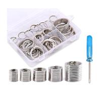 120 llaveros de metal divididos, anillos planos, para llaves de coche, accesorios de llaves, colgantes, 20 mm, 25 mm, 28 mm, 1 destornillador azul de 6,5 cm