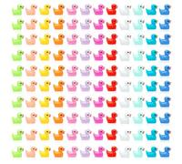 120 mini figuras de patos de resina, 12 colores, lindos patos pequeños, adornos para miniaturas, jardín de hadas, acuario, casa de muñecas, paisaje, mini figuras, decoración del hogar