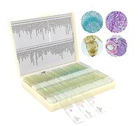 120 Muestras Microscopio Preparadas para Niños, Portaobjetos Preparados Microscopio, Especímenes de Plantas Animales Humana Cellular Bacterias, Biología Educación