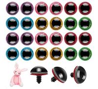 120 ojos de seguridad de plástico con purpurina con arandelas, ojos de seguridad de ganchillo de 20 mm para amigurumi, animales y marionetas, osos y juguetes, decoraciones de Halloween