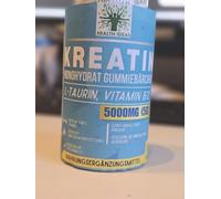 120 ositos de creatina - 5000 mg de creatina Ultra Gummies - Creatina monohidrato con vitamina B12 y L-taurina - Vegano, sin azúcar, sabor a fresa