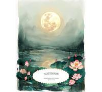 120-Page Lined Notebook, Lake Moon Reflections: 8.5" x 11" Calming Lake Scenery & Moon Watercolor Cover - Ideal for Journaling, Notes, School and Mindful Writing