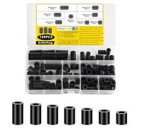 120 Pcs Arandelas Espaciadoras Redondas, M6 Junta de Nylon, Manguitos Espaciadores de Soporte de Columna de Aislante de Plástico, Arandelas Separadas sin Rosca para Tornillo/Tubo/Arandela(Negro)