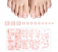 120 Pcs Puntas de Uñas Francesas Falsas para Dedo del Pie, Uñas Postizas Cubierta Cobertura Completa Tips Kit Uñas Pies Acrilicas Stick On Toenails para Mujeres Niñas Manicura, 12 Tamaños