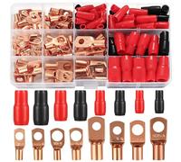 120 Pcs Terminales Eléctricos de Latón - Conectores Eléctricos a Crimpar para Cable con Aro y Fundas Termorretráctiles - Juego de Terminales para Batterías 6/10/16/25 mm² (60 Unidades + 60 Fundas)