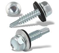 120 pcs Tornillos Autotaladrantes 5.5x25MM Tornillos Roscachapas Tornillo Panel Sandwich Tornillos Autorroscantes Metal para Panel Sandwich Tejado, Chapas Metalicas, Tejado, Aluminio (Plata)