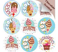 120 pegatinas de recompensa con aroma de chocolate de 30 mm para maestros, padres y bolsas de fiesta