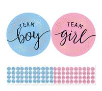 120 pegatinas para baby shower, etiquetas de género, revelación de fiestas, decoración, etiquetas Team Boy Team Girl, Stickers género revelar, estrellas azules y rosas kit fiesta revelación sexo niño