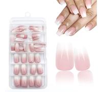 120 Pièces Faux Ongles Court Kit, Faux Ongles Courts en Forme, Capsule Français Ongles, Ongles Sobres Artificiels, pour Diy Nail Art (B)