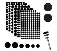 120 piezas ∅ 11.4mm tapa de tornillo y 580 piezas ∅12mm/15mm/21mm pegatinas de agujero de tornillo negro Autoadhesivopara gabinete escritorios Deco