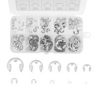 120 Piezas Anillo de Retención Externo Plata,Circlip E-Clip Snap de Acero Inoxidable,Arandelas de Seguridad 10 tamaños 1.5-10mm,para Hardware de Sujeción de Eje