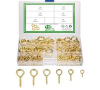 120 Piezas Cáncamos de Tornillo con Rosca de Madera, Ganchos de Techo, Ganchos Atornillables Tornillo de Ojo, Pernos de Ojo de Tornillo Alcallatas Pared (oro)