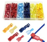 120 Piezas Conectores Eléctricos T Tap, Conectores Rápidos Soldadura Cable, Conectores Cables Eléctricos Aislados, Conectores Terminales Eléctricos T-Tap Bloqueantes Auto-Desnudo Prensado