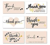 120 piezas de agradecimiento por apoyar mis pequeñas tarjetas de visita, color rosa, diseño de corazones de hoja de oro, tarjetas de agradecimiento para minoristas en línea, pequeños propietarios de