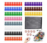 120 Piezas de Figuras de Juego para Juegos de Mesa - 25x12mm, 6 Dados de Madera y Bolsa de Almacenaje, Figuras de Colores para Ajedrez, Damas y Más Juegos de Mesa