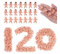 120 piezas de mini bebés para juegos de baby shower, pequeños bebés de plástico de 1 pulgada a granel para mi cubo de hielo que se rompió el agua, figuras de bebé de pastel de Mardi Gras, juegos de