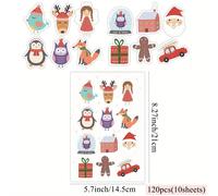 120 piezas/juego de pegatinas de papel navideñas de dibujos animados de Papá Noel/Cerdo/Pájaro para regalos de de de Navidad, suministro para envolver regalos