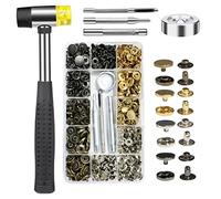 120 Piezas Kit Corchetes de Presión Metálicos,Botones de Presión 4 Colores,Remaches de Cuero,con Martillo y 4 Herramientas de Fijación,para Ropa,Cuero,Vaquero,Bolsos(12mm)