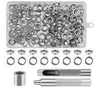 120 Piezas Kit Herramienta Ojetes, Metalicos Ojetes, 8/10/12mm Ojales para Lonas, Ojales Arandela con 3 Herramientas Perforación y Caja, para Lonas,Cortinas,Toldos Ropa Bricolaje (10mm)