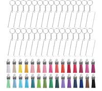 120 Piezas Llaveros de Acrílico en Blanco, Juego de Borlas de Colores Llaveros con Cadena y Anillos de Salto, Llavero Colgante Rectangular para Bricolaje y Manualidades 30 Juegos 3 x 7 cm