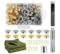 120 Piezas Ojales Metalicos 12mm, Set Ojales para Lonas, Kit de Herramienta Ojetes Metalicos, Remachadora Ojales, Kit de Arandelas de Ojetes Y Arandela, Ojales de Cobre, Argollas para Toldos Y Lonas