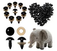 120 piezas ojos de seguridad de 12 mm con arandelas para amigurumis, muñecos, peluches, manualidades, ojos de plástico negros, accesorios para crochet, costura, DIY, fieltro y proyectos artesanales