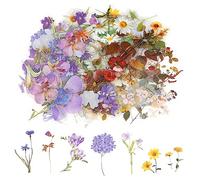 120 Piezas Pegatinas de Flores Transparentes para Albumes Pegatinas de Plantas Impermeables Pegatinas Artesanales Retro Pegatinas de Flores de Colores para Diario Manualidades