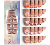 120 PIEZAS Punta de uña pie francesa Press on Nails Falsas para Arte uñas DIY suave 3 en 1 Puntas francesas No se necesita imprimador usables