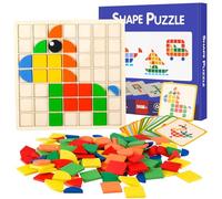 120 piezas rompecabezas de mosaico creativo, juguetes Montessori a partir de 3, 4, 5, 6 años, juego de bloques de patrón de madera, Tangram niños, rompecabezas Montessori, formas geométricas,