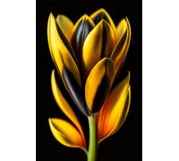 120 Piezas Rompecabezas para Adultos, Tulipán Negro Amarillo, 25x20 cm, Puzzle Desafiante Decorativo y Regalo Original