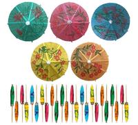 120 Piezas Sombrillas de Bambú para Cóctel - 10 cm (3,9 pulgadas) Palillos Coloridos para Bebidas Tropicales, Cupcakes, Bares Tiki, Fiestas en la Piscina, Luau y Eventos de Verano - de Mobi Lock
