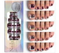 120 PIEZAS Tips de uñas pie francesas Press on Nails Fake Nail usables para arte DIY suave 3 en 1 No se necesita imprimador Super ajuste Cómodo Romperse- Larga duración