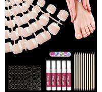 120 Piezas Uñas Postizas Francesas Para Pies,Uñas Postizas Pies Cortas,12 Tamaños Diferentes Uñas Postizas para Pie,Kit de Uñas Postizas para Los Pies,Diseño de Uñas Para Niñas y Mujeres