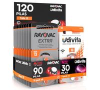 120 Pilas para aparatos acústicos Rayovac Extra Advanced 13. 120 Pilas: 90 Rayovac + 30 Udivita