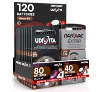 120 Pilas para Audífonos Medida 312 PR41 Marrones Zinc Aire con Phono Pulse Technology 120 Baterías 80 Udivita + 40 Rayovac