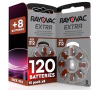 120 Pilas para Audífonos Rayovac 312 Tecnología Sound Fusion + 8 Udivita | 15 + 1 blíster de 8 pilas