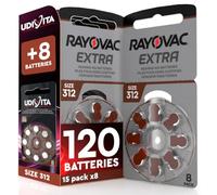 120 Pilas para Audífonos Rayovac 312 Tecnología Sound Fusion + 8 Udivita