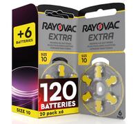 120 Pilas para Audífonos Rayovac Extra Tamaño 10 Tecnología Sound Fusion | 20+1 Blisters de 6 Baterías